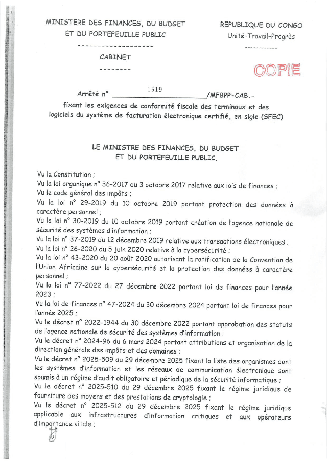 Aperçu de la page 1 - Exigences Conformité Fiscale Terminaux Logiciels